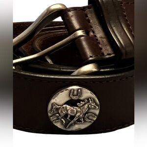 Genuine Leather Western Horse Medallion Belt - Size 40
